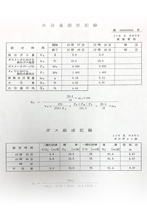 対汚染物質測定記録